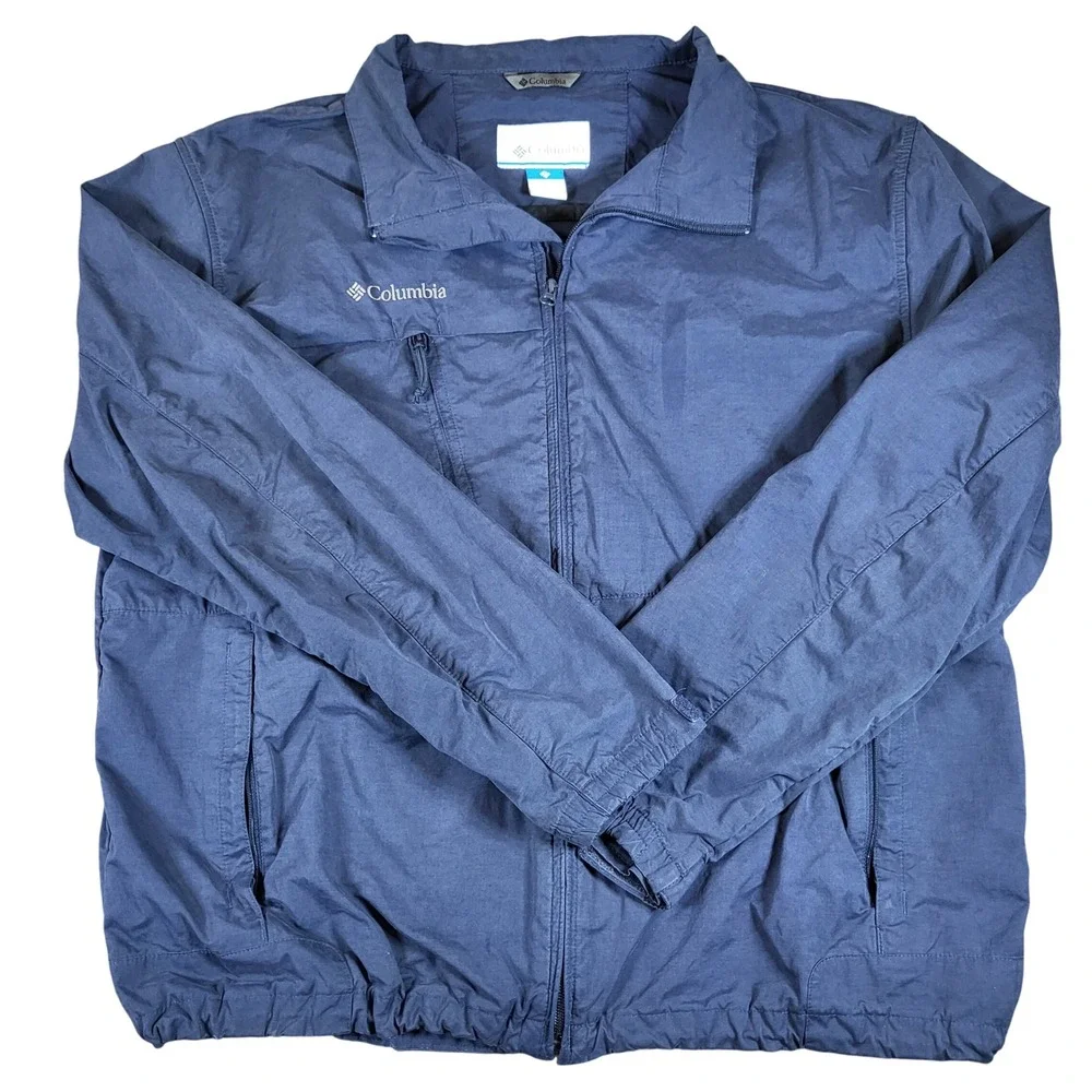Columbia Mens Jacket Full Zip Up Lightweight Blue‎ Omni-Shield Size XL